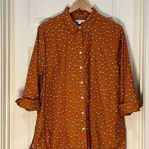 Chico's Orange Floral 3/4 sleeve Tunic Top (3 /16)